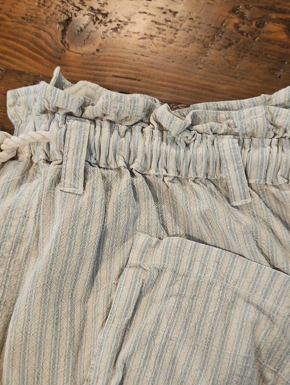 Free People Striped Cotton Pants in Cream & Blue Size Large - Picture 5 of 12
